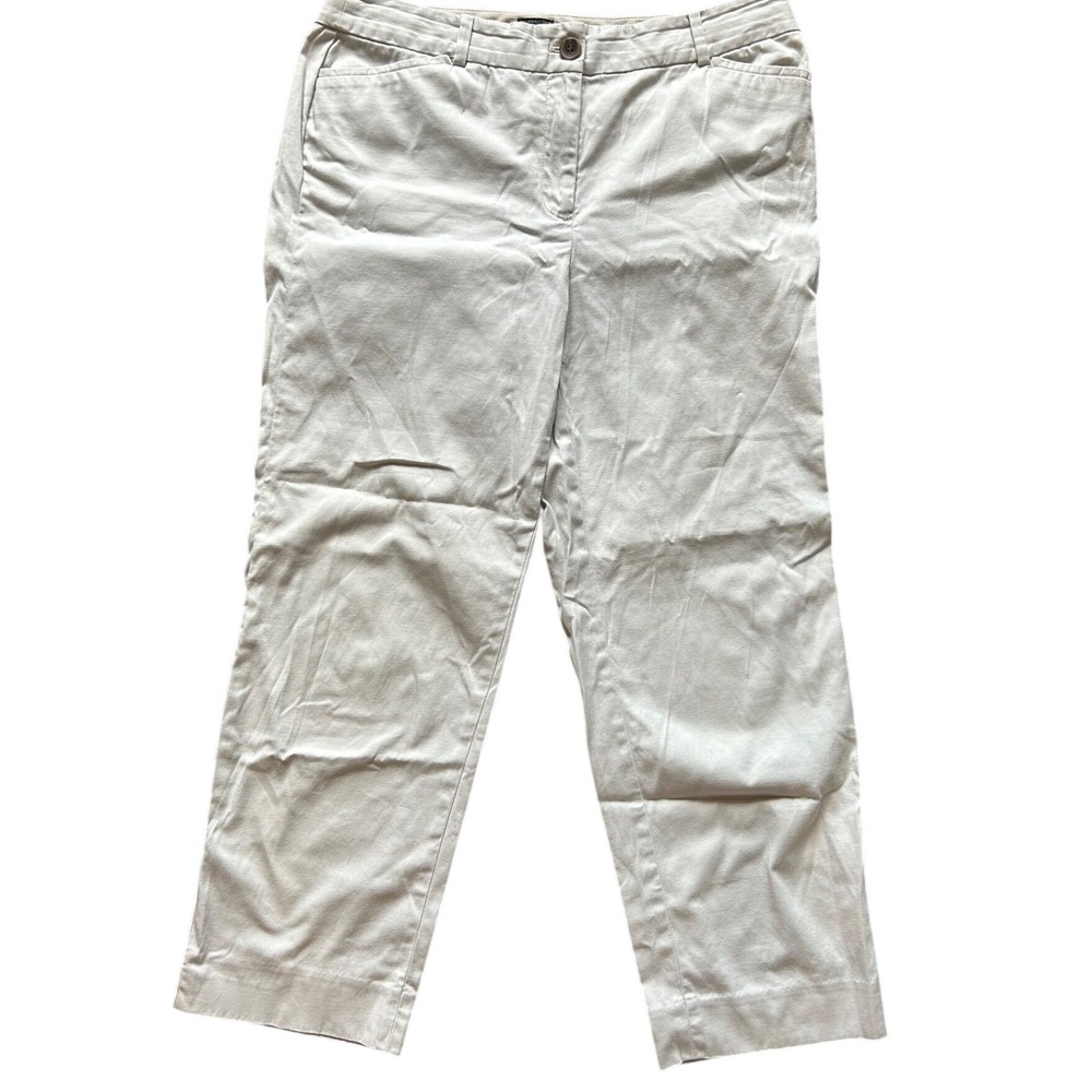 Talbots The Perfect Crop Pants Women Khaki Straight Leg Chino Trousers 10